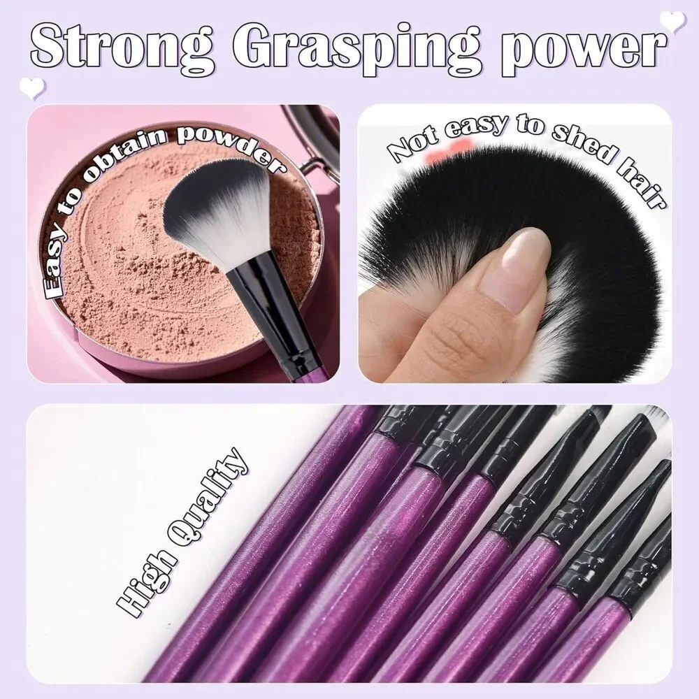 49Pcs Purple Professional Premium Synthetic Make up Brushes With Makeup Sponge